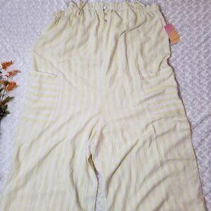 Stoney Clover Lane x Target size 1x light yellow and white striped jumper / bibs